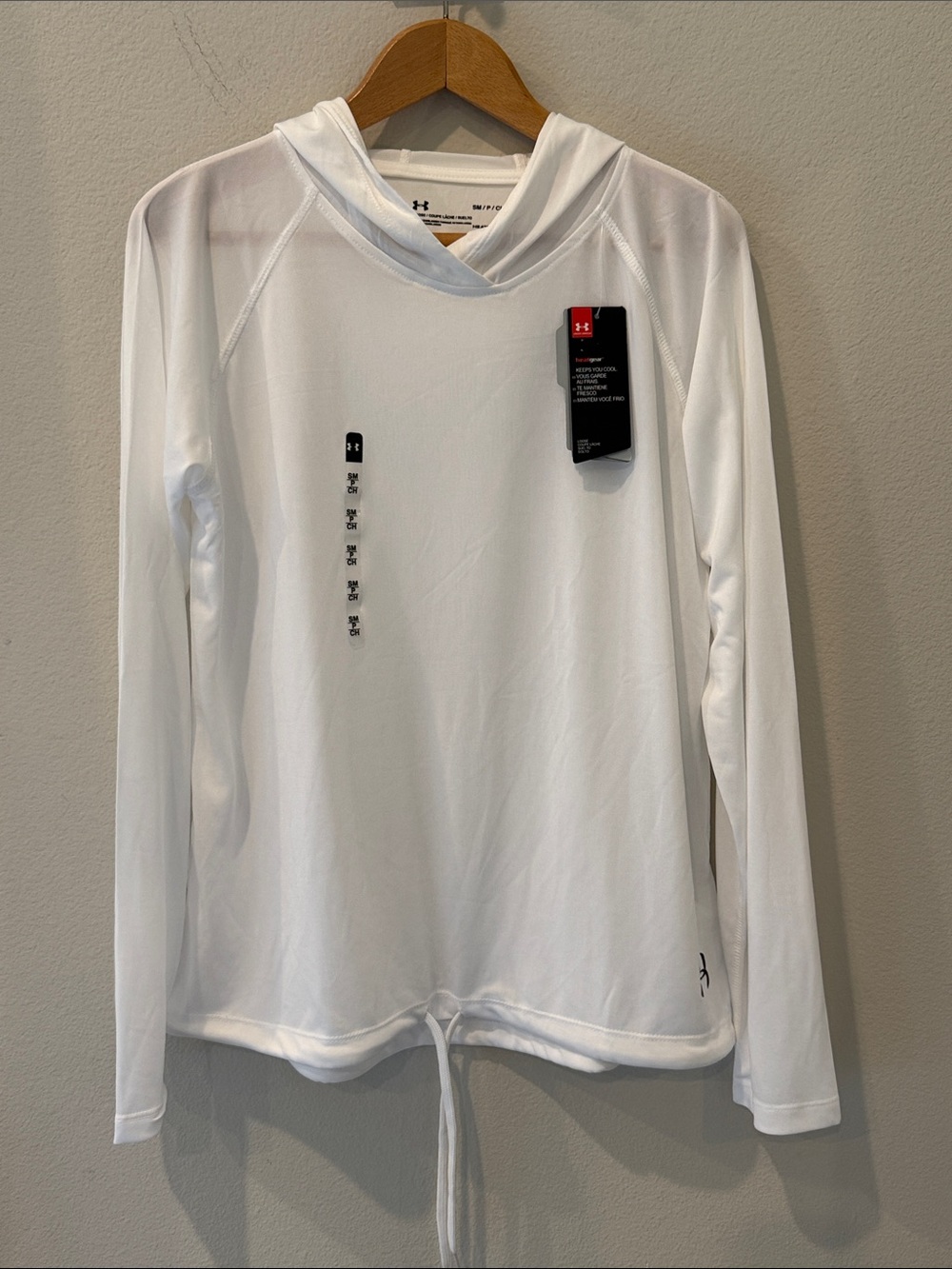 Under Armour White Performance Loose Hoodie with Drawstring‎ Hem Size Small